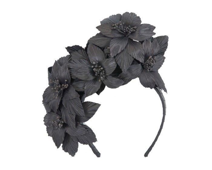 Sculptured black flower fascinator headband - Image 2