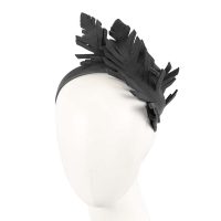 Black felt racing fascinator by Max Alexander